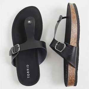 Torrid Black Faux Leather T-Strap Sandal (WW)